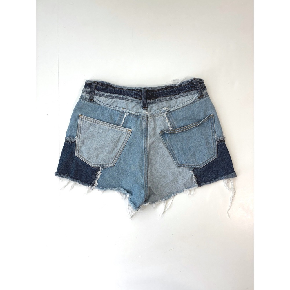 wild fable Two-Tone Light Blue Denim Patchwork Jean Shorts